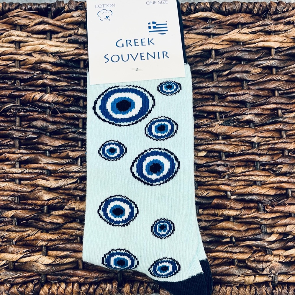 Evil Eye Teal Green Novelty Socks